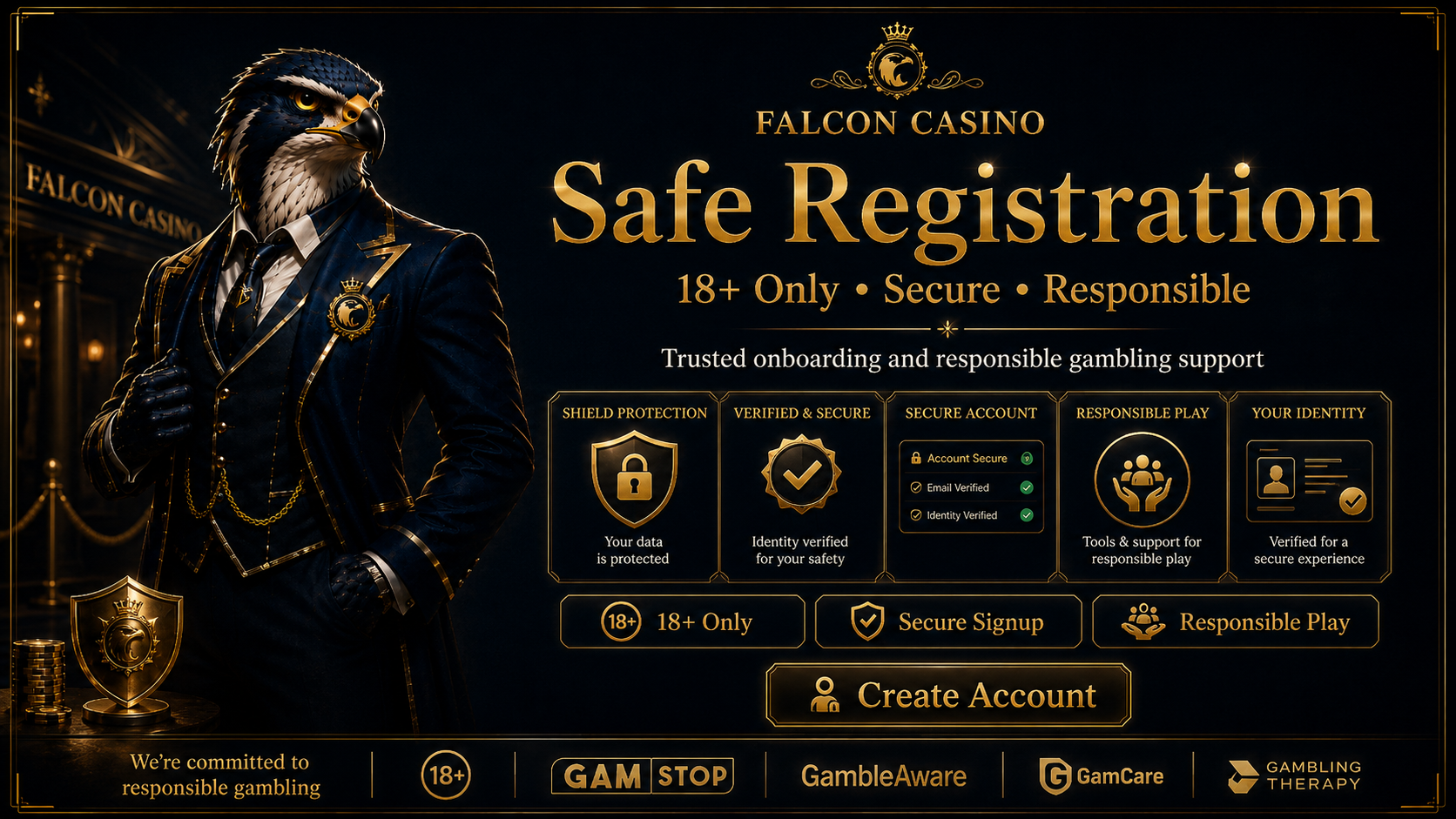 Falcon Casino Register – Join & Claim 350% up to £4,000 + 600 FS